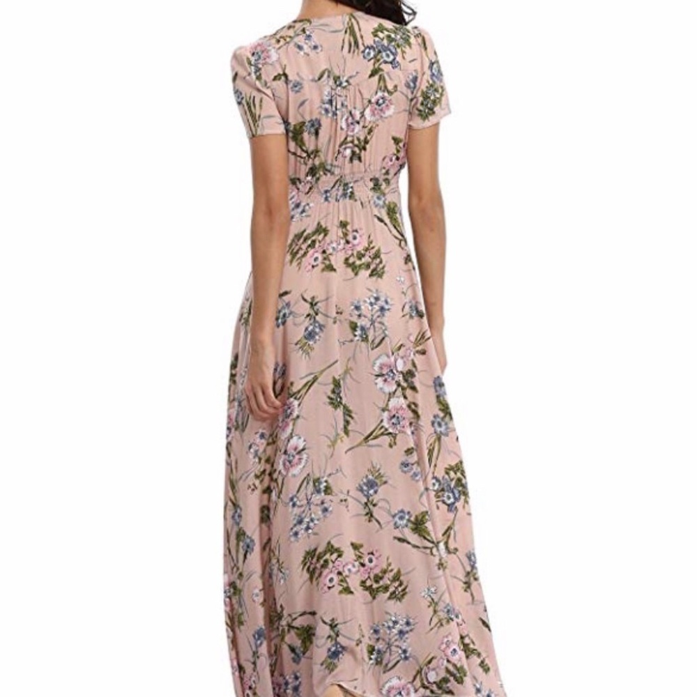 Boho Button Front Floral Maxi Dress. Size Lg. - Picture 3 of 4
